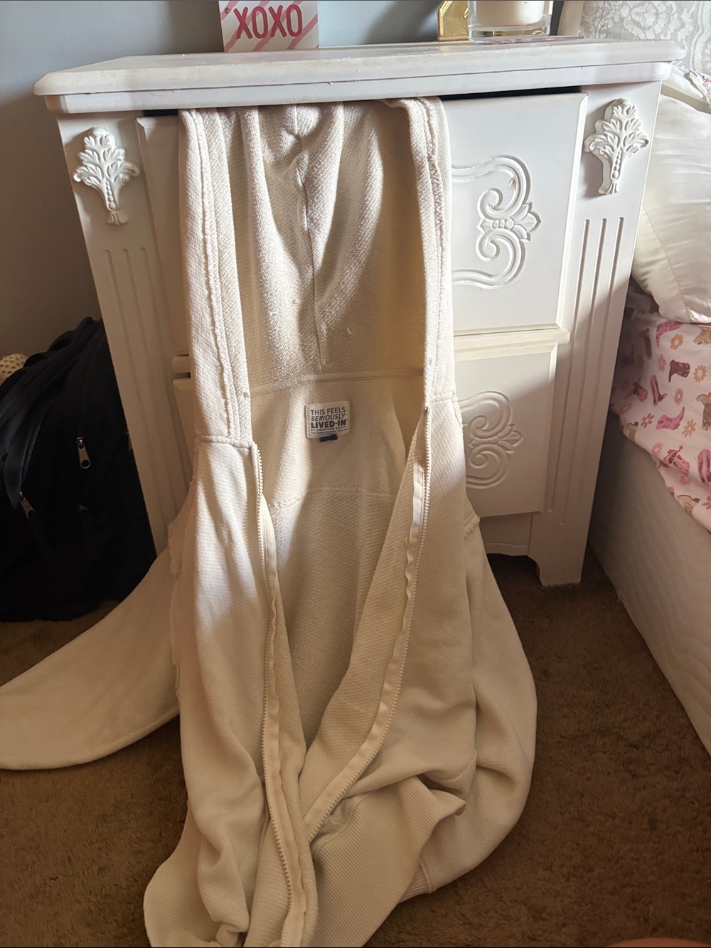 American Eagle Outfitters Cream Hooded Sweater
